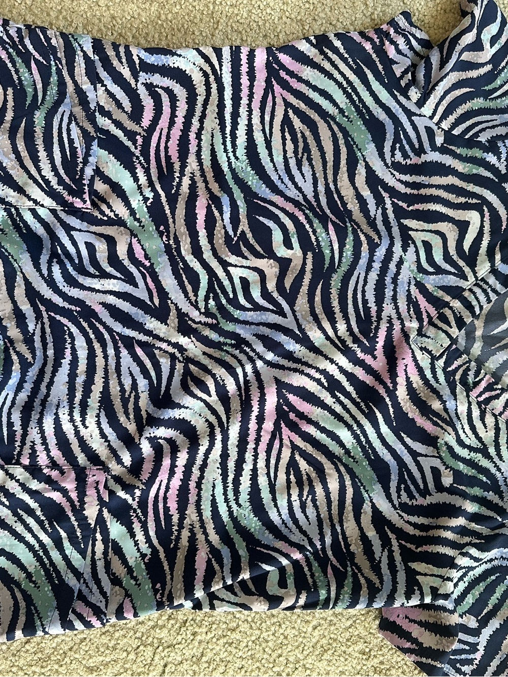 Butter soft multicolor striped scrub top